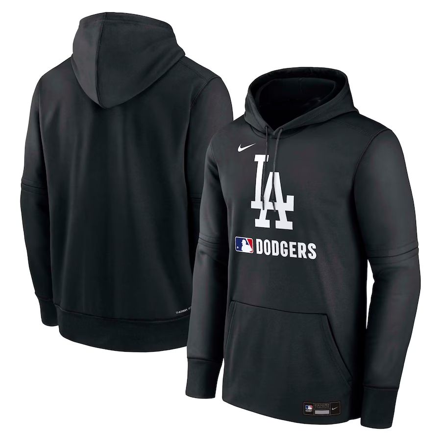 Men 2025 MLB Los Angeles Dodgers Black Nike hoodie style 1